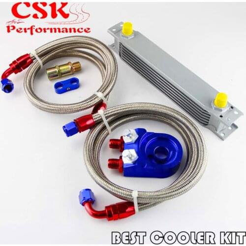 Universal 7 Row AN-8/AN8 Engine Oil cooler + SANDWICH adapter for japan car kit