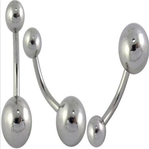 Stainless Steel Vintage Navel Rings Double Ball Navel Bar Belly Button Ring Piercing Fashion Sexy Body Jewelry Summer