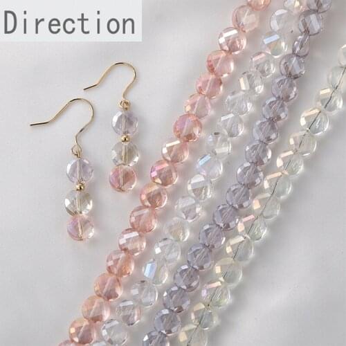 Transparent oblate crystal glass beads diy beaded jewelry handmade earrings necklace bracelet material accessories 1PCS