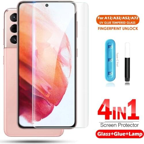 UV Liquid Tempered Glass For Samsung Galaxy A12 A32 A42 A52 A72 5G F62 A02S A20S A21S A40S A50S A70S A6S A8S A9S M02S M12 M62