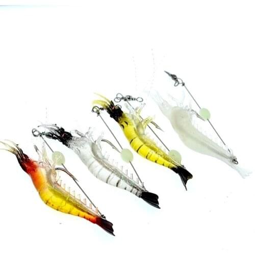 1PC Hot Sale New 9cm 6g Luminous Bead Shrimp Silicon Soft Artificial Bait with Hooks Swivels Rigs Fishing Tackle Fast Delivery