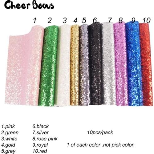 10pcs/pack Glitter Leather Fabric Set Chunky Synthetic Fabric DIY Hair Bow Party Wedding New Year Decoration Material 22*30cm
