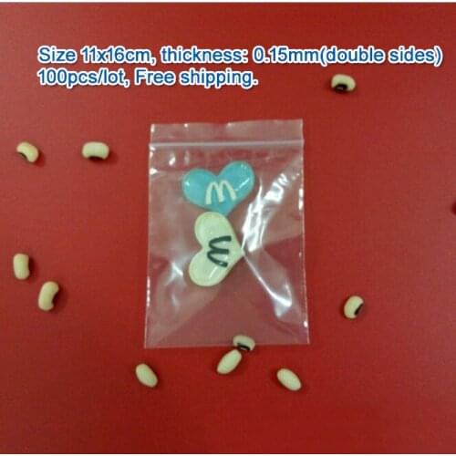 100pcs/lot high quality Transparent PE Zip Lock jewelry Gift Packaging Bags, 11*16cm clear plastic bags for clothing storage