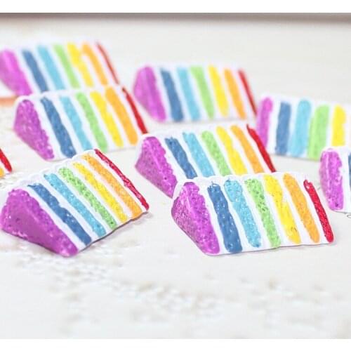 20PCS Colorful Resin Rainbow Cute Cake Kawaii Parts Mini Cabochon Food Play Scrapbooking For Flatback Embellishments Kid Toys