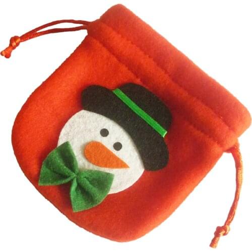 9.5x11.5cm New Year Gift Santa Claus Snowman Elk Bag Cartoon Christmas Cookies Gift Bags Drawstring Candy Santa Party Supplies