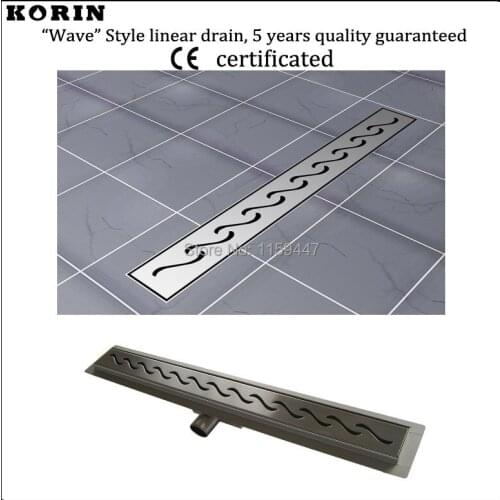 900mm "Wave" Style Stainless Steel 304 Linear Shower Drain, Horizontal Drain, Floor Waste, Deodorant floor drain, Linear drain