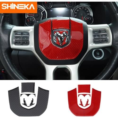 SHINEKA Carbon Fiber Accessories For Dodge RAM 1500 Car Steering Wheel Decoration Cover Stickers For Dodge RAM 1500 2010-2017