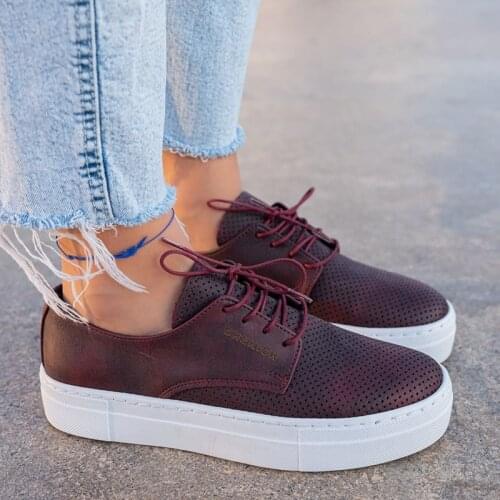 Chekich Womens and Mens Casual Shoes Claret Red Color Artificial Leather Lace Up Spring Summer Seasons Comfortable Fashion Wedding Classic Orthopedic Sport Lightweight Odorless Sneakers Breathable Bride CH061 Women