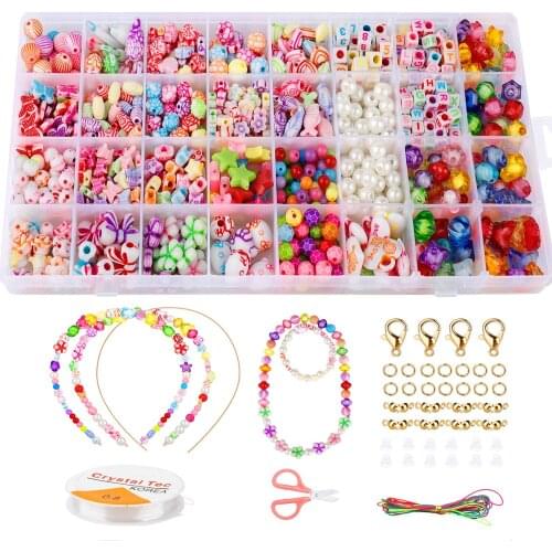 Childrens Beaded DIY Handmade Girl Necklace Bracelet Bead Jewelry Accessories Beads Kids Educational Toys Children Gift