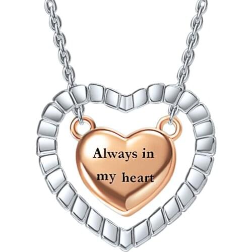 Double Heart Cremation Jewelry for Ashes Pendant Locket Stainless Steel Keepsake Memorial Urn Necklace for Women Men