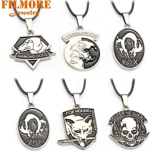 Filmore Game Metal Gear Solid 5 Necklace Fox Hound /outer Heaven Skull Animal Alloy Pendant Choker Necklace Men Game Souvenir