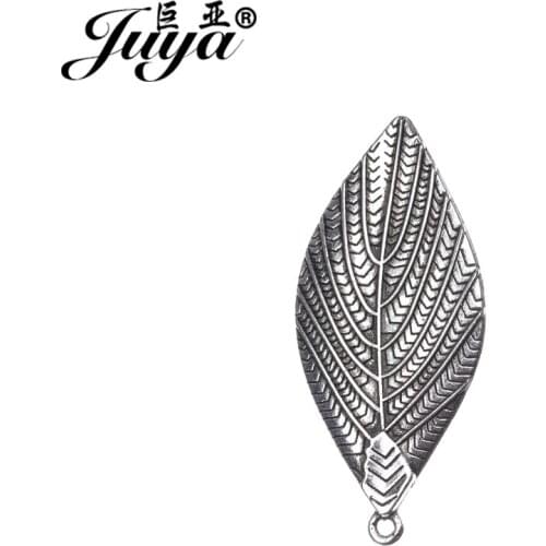 JUYA High Quality Bohemia Style Leaves Charms Pendants 48x22mm 5pcs/lot China Cheap Zinc Alloy Jewelry Setting Suppliers AO0588