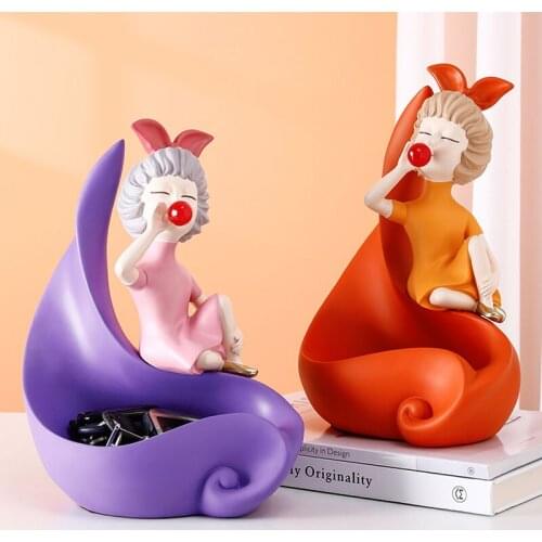Creative Resin Bubble Girl Storage Ornament Desktop Organize Crafts Decor Cartoon Modern Home Living Room Decoration Accessories