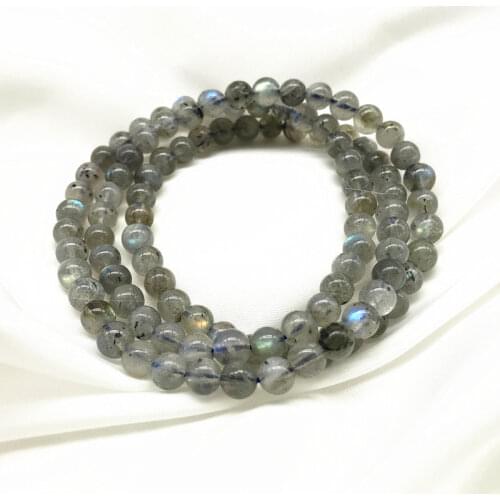 Crock Stone 7 MM Nature Labradonite Round Bead Woman Bracelet 55 CM Girl Necklace Not Glass Gary Moon Stone New Hot Jewelry