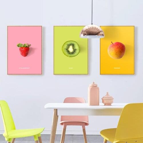 Fruit Kitchen Poster Pineapple Strawberry Nordic Pictures Wall Prints Art Painting Home Decoration Wall Pictures For Dining Room