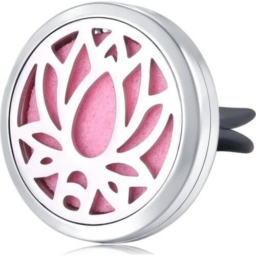 Mesinya Yoga Lotus(30mm)Air Freshener Magnet Diffuser 316L S.Steel Aromatherapy vent clip Essential Oil Car Diffuser Lockets