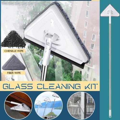 Multifunctional Glass Cleaning Mop Long Rod Telescopic Mopping Dry And Wet Mopping Window Floor Cleaner Scrubbe J60