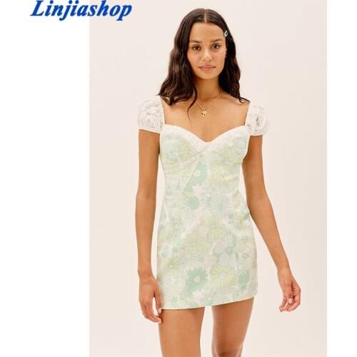 Fashion Women summer dress Printing Short Sleeve Puff Sleeve Beach Mini Dress casual summer dresses 2021 party dresses vestidos