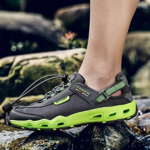 Mens Quick Dry water shoes Breathable Non-slip Outdoor Hiking Shoes Wear-resistant Water Beach Shoes Flat River Shoes