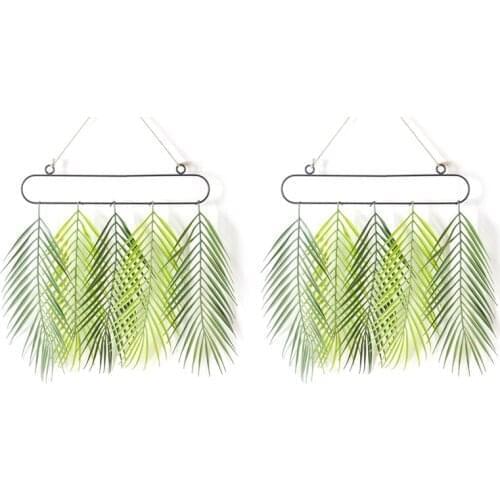 Wall Hanging Artificial Palm Leaf Greenery Wall Decor Vine Decoration Rustic Boho Home for Apartment Bedroom Living Room