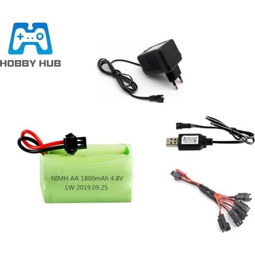 4.8v 1800mah Ni-MH Battery and 4.8v usb Charger For Rc toys Cars Boats Tanks Robots Guns AA 4.8v Rechargeable Battery Pack