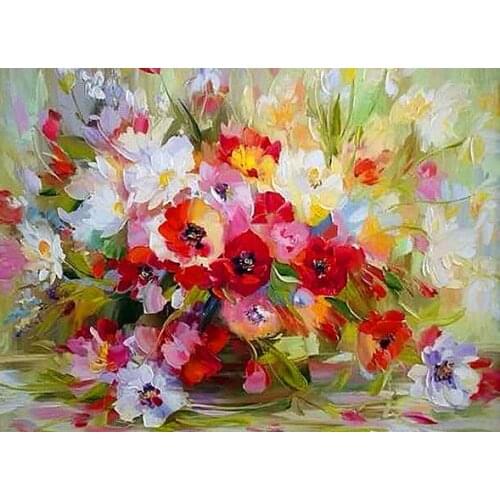 NEW Counted Cross Stitch Kits Needlework Embroidery - 14 ct Aida DMC Color DIY Arts Home Decor - Oil painting Flowers
