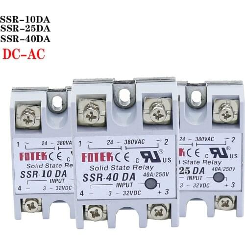 SSR -10DA/25DA/ 40DA DC control AC SSR white shell Single phase Solid state relay without plastic cover