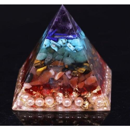 Orgonite Chakra Healing High Frequency Energy Seven Chakra Pyramid Meditation Balance Healing Yoga Transit Resin Decoration