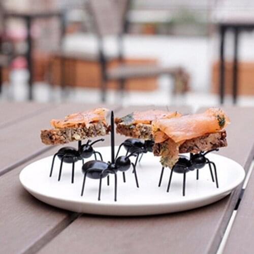 Mini Ant DIY Cake Dessert Food Pick Tableware For Party Decoration Plastic Fruit Fork Creative Home Decor Stocked 12Pcs/Lot