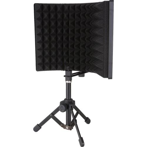 Microphone Isolation Screen Absorbing Sponge 3-Panel Foldable Windshield Wind Screen Board Sound Insulation Cover with Stand