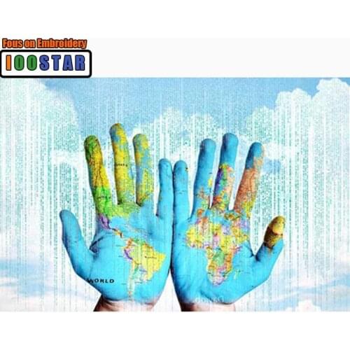 Full Round Diamond painting Cartoon Full Square Diamond embroidery Cross stitch world Map hand DIY 3D Diamond mosaic people