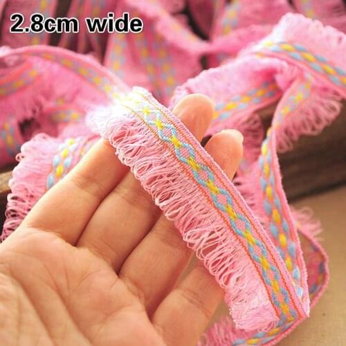 Pink Korean Tassel Lace Ribbon Handmade DIY Clothing Ornaments Headdress Hat Shoes Bag Home Decoration Accessories