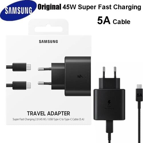 Samsung 45W Original USB-C Super Adaptive Fast Charge Charger EP-TA845 For Samsung GALAXY Note 10 Plus Note10Plus 5G A91 5ACable