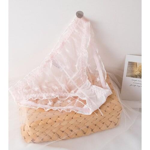 Sexy Lace Mesh Hollow Girl Underwears Seamless Panties For Women Cotton Sweet Strings Bow Womens Tango Sexy Transparent Panties