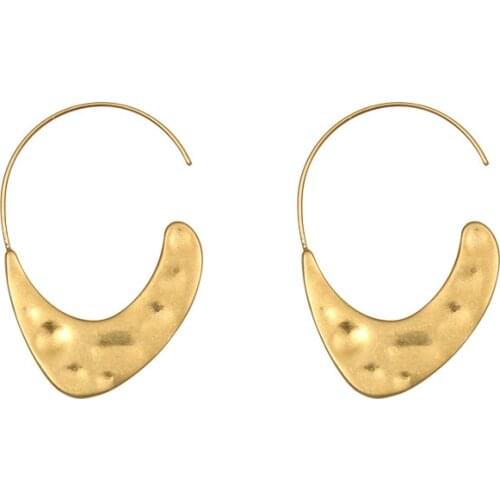 Korean Vintage Gold Color Earrings For Women Punk Geometric Brass Leaf Ear Loop Dangle Drop Earrings Fashion Jewelry New