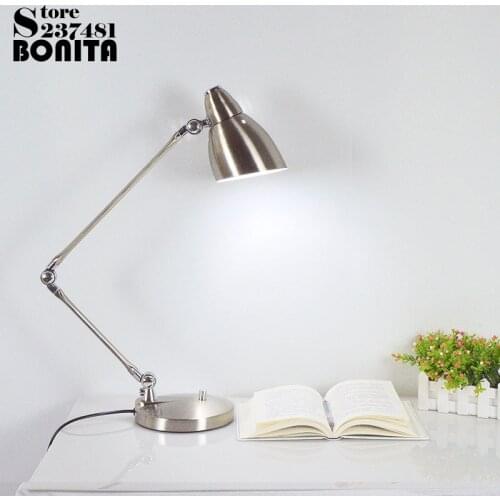 Modern metal rotating desk lamp Bedside working table light studying reading lamp led dimming folding long arm table lamp