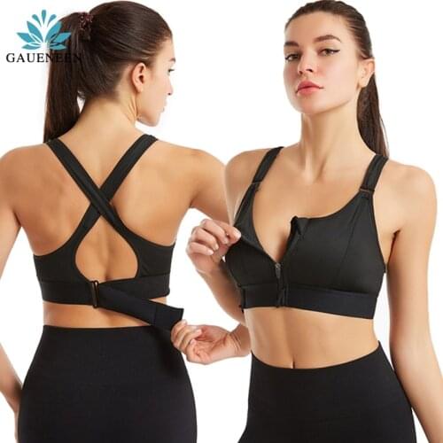 Sports Bra Women Sportswe Crop Sport Top Adjustable Belt Zipper Yoga Running Bras Push Up Vest Shockproof Underwear Gym Bralette