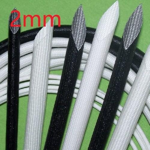 ID 2mm Fiberglass Tube Silicone Resin Braided Wire Sleeve Flame Resistant Fiber Glass Insulated Cable Protect Pipe 200 Deg.C