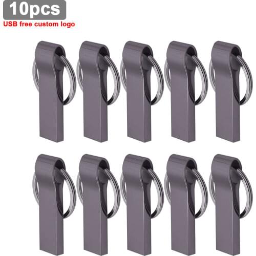 10pcs logo free metal Pendrive 64GB 32GB 16gb Cle Usb Flash Drive 128GB 16GB 8GB 4GB memoria Usb stick 2.0 Gift free Custom LOGO