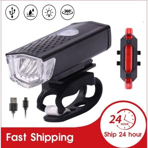 MTB Road Bike Bicycle Light USB LED Rechargeable Set Mountain Cycling Front Back Headlight Lamp Flashlight Cycling Equipment