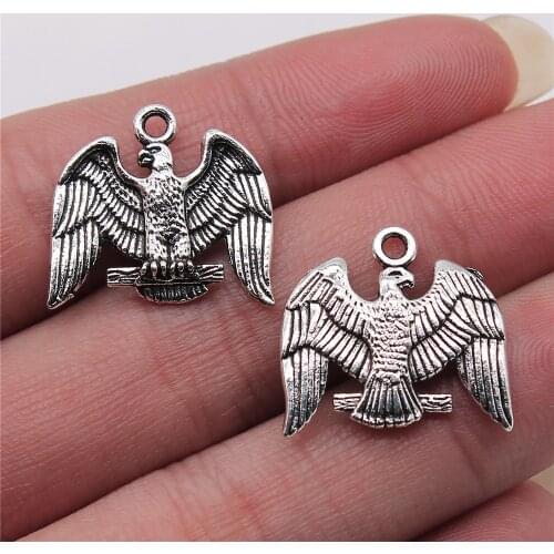 WYSIWYG 5pcs 19x20mm American Eagle Eagle Charms Pendant For Jewelry Making Antique Silver Color Alloy Jewelry Accessories