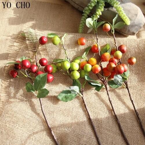 YO CHO 1PC Miniature Artificial Berry Simulation Apple Fruit Home Wedding Office Decoration DIY Fake Flowers Garden Party Decor