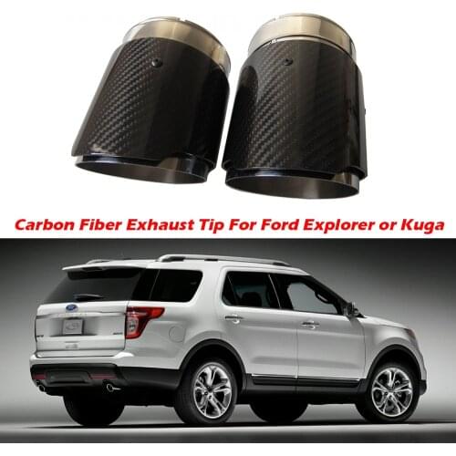2PCS Carbon Fiber Exhaust Tip For Ford Explorer Kuga Escape Carbon Fiber Muffler Tips Car Exhaust Pipes with AK Logo