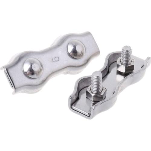 2pcs Stainless Steel Wire Rope Clips Double Grips Cable Clamps For Wires 2mm 3mm 4mm 5mm 6mm Dropship New