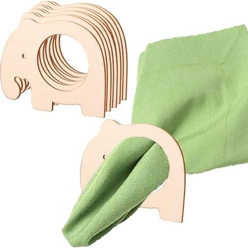 20PCS Egg Shape Wood Napkin Rings Fashion Elephant Shaped Napkin Buckles Party Napkin Holders Towel Buckles