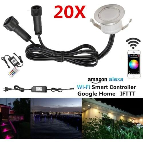 20pcs/lot Smart WIFI Phone APP Voice Control RGB/RGBW 31mm Terrace Stair Step LED Deck Rail Soffit Lights Timer Dimmer Function