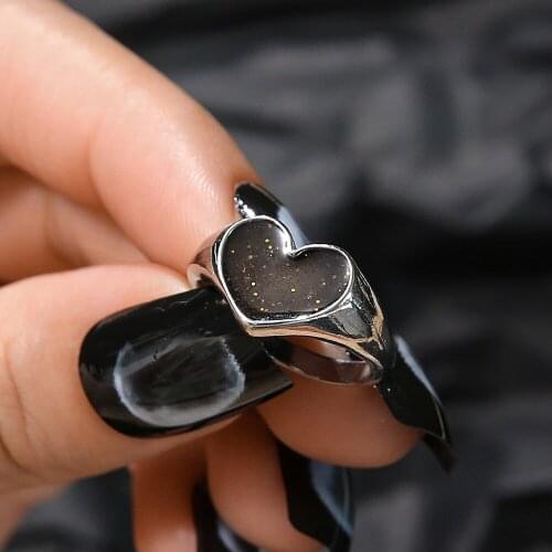 2021 Bohemia Statement Cool Ring For Women Design Matte Black Heart Rings Girl Gift Party Knuckle Finger Accessories Jewelry