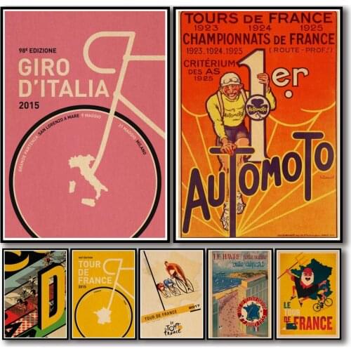 33 Desings Classic Tour France Kraftpaper Poster Wall Art Painting Vintage Bike Style Room Decoration 2