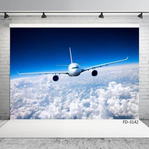 Airplane Flight on Top Clouds Photography Background Vinyl Photocall Backdrop for Chirdren Baby Portrait Photoshoot Photo Studio