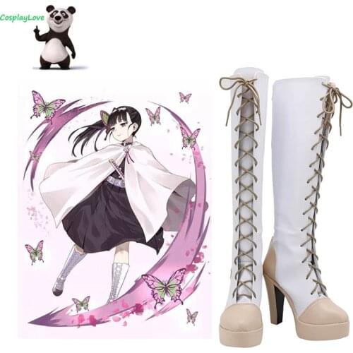 Demon Slayer: Kimetsu No Yaiba Kanao Tsuyuri White Cosplay Shoes High Heel Cosplay Long Boots CosplayLove For Christmas